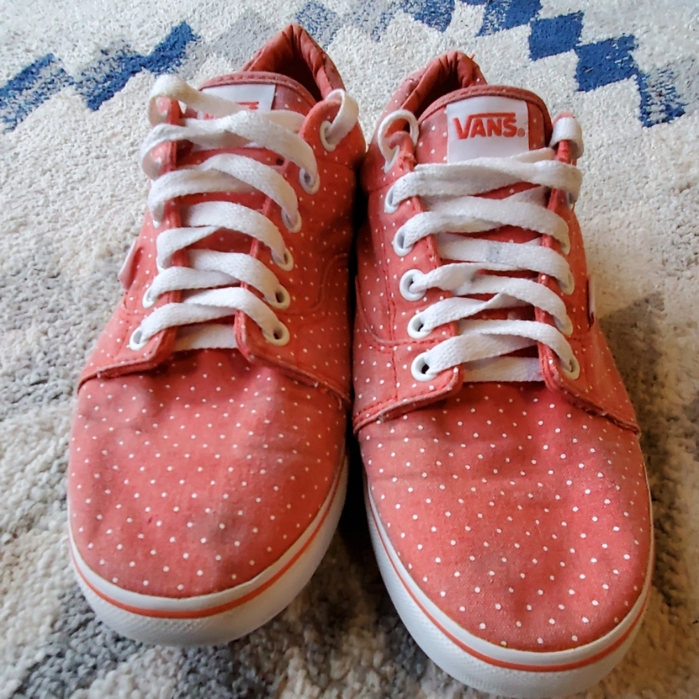 Peach and white Vans